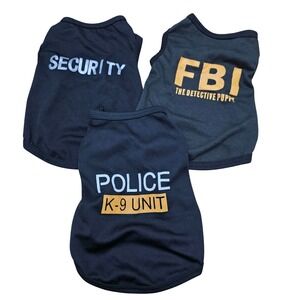 Unbranded‎ Pet T-Shirt Bundle XS Black Grey Police FBI Security Novelty K9